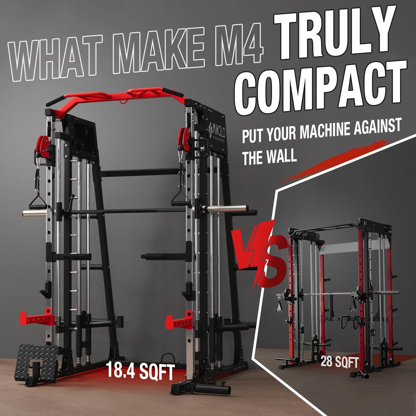 Smith Machine Home Gym with Power Rack, Cable Crossover & 230 lb Weight Set