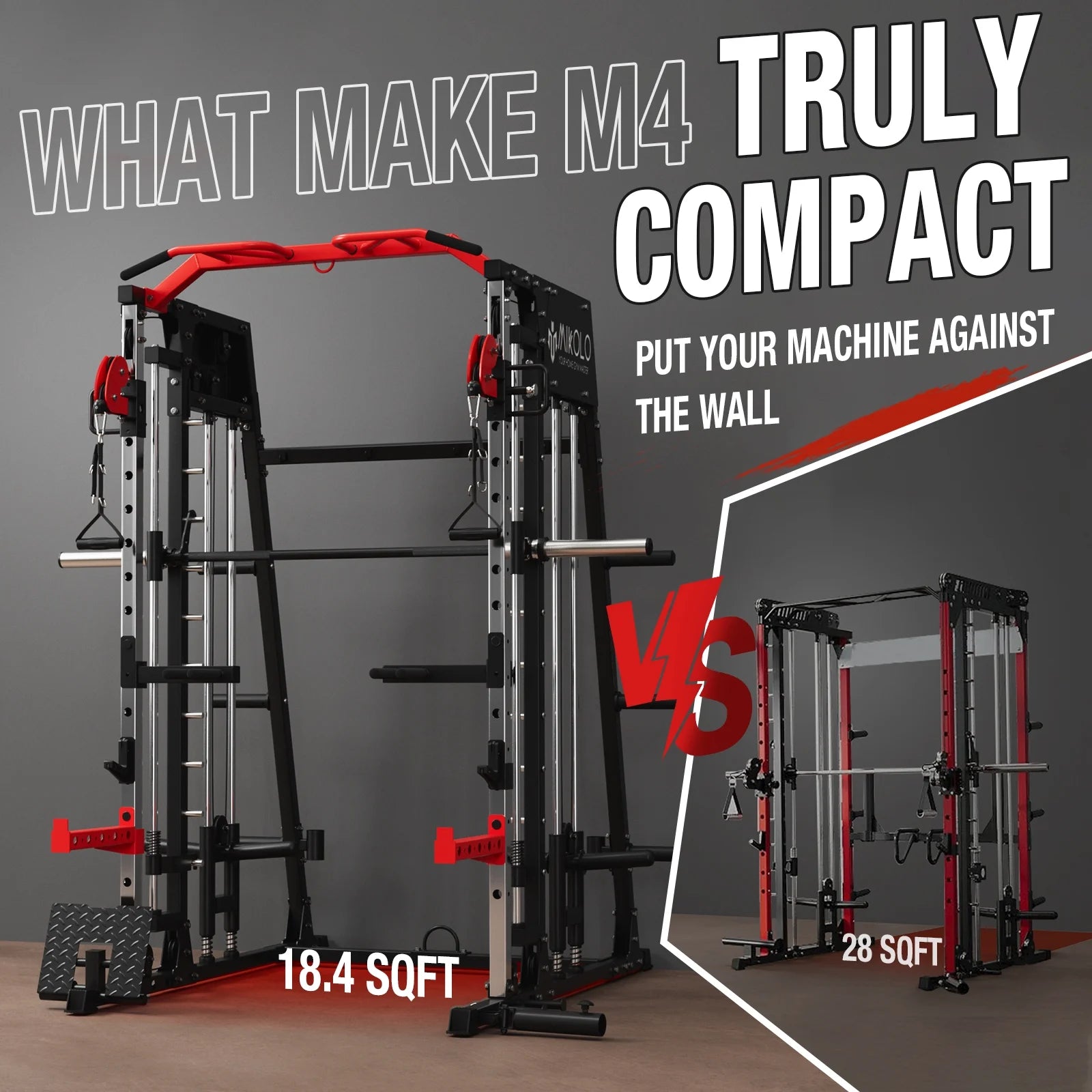 Smith Machine Home Gym with Power Rack, Cable Crossover & 230 lb Weight Set