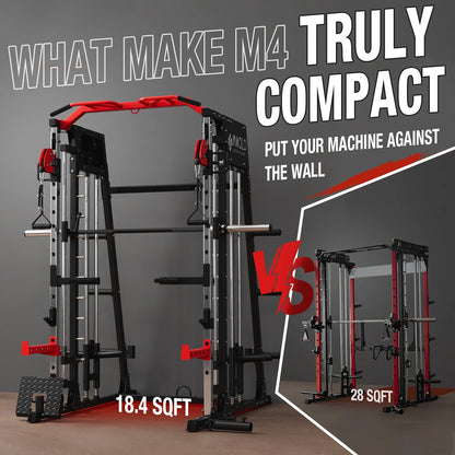 Smith Machine Home Gym with Power Rack, Cable Crossover & 230 lb Weight Set