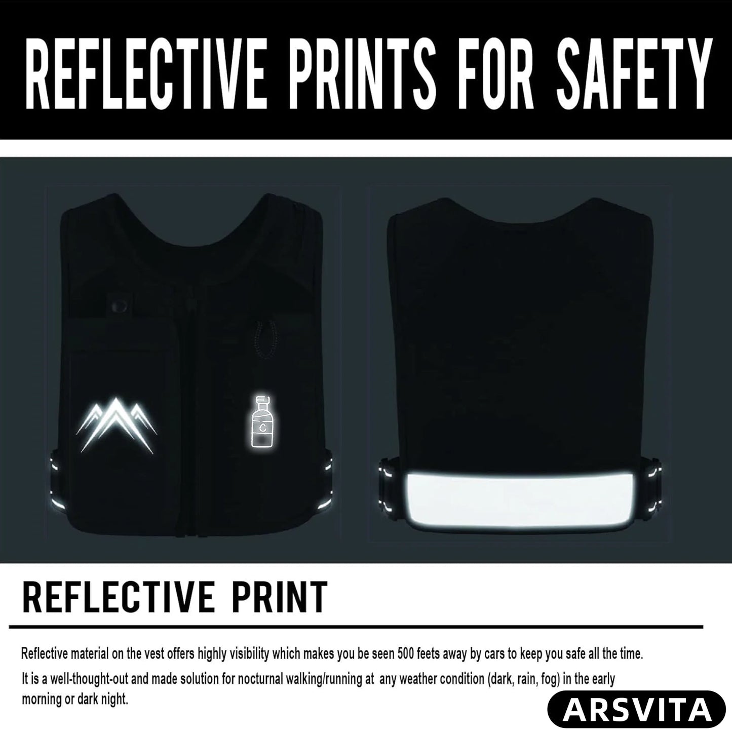 Reflective Running Hydration Vest with Soft Water Bottle – Lightweight Adjustable Running Pack