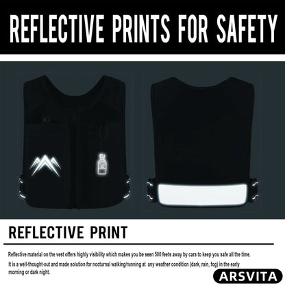 Reflective Running Hydration Vest with Soft Water Bottle – Lightweight Adjustable Running Pack