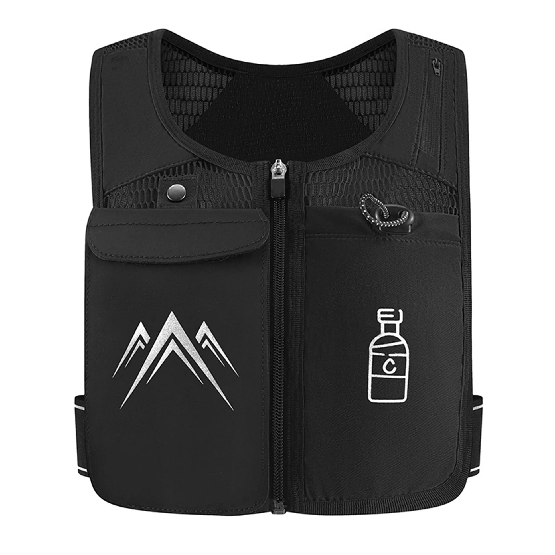 Reflective Running Hydration Vest with Soft Water Bottle – Lightweight Adjustable Running Pack