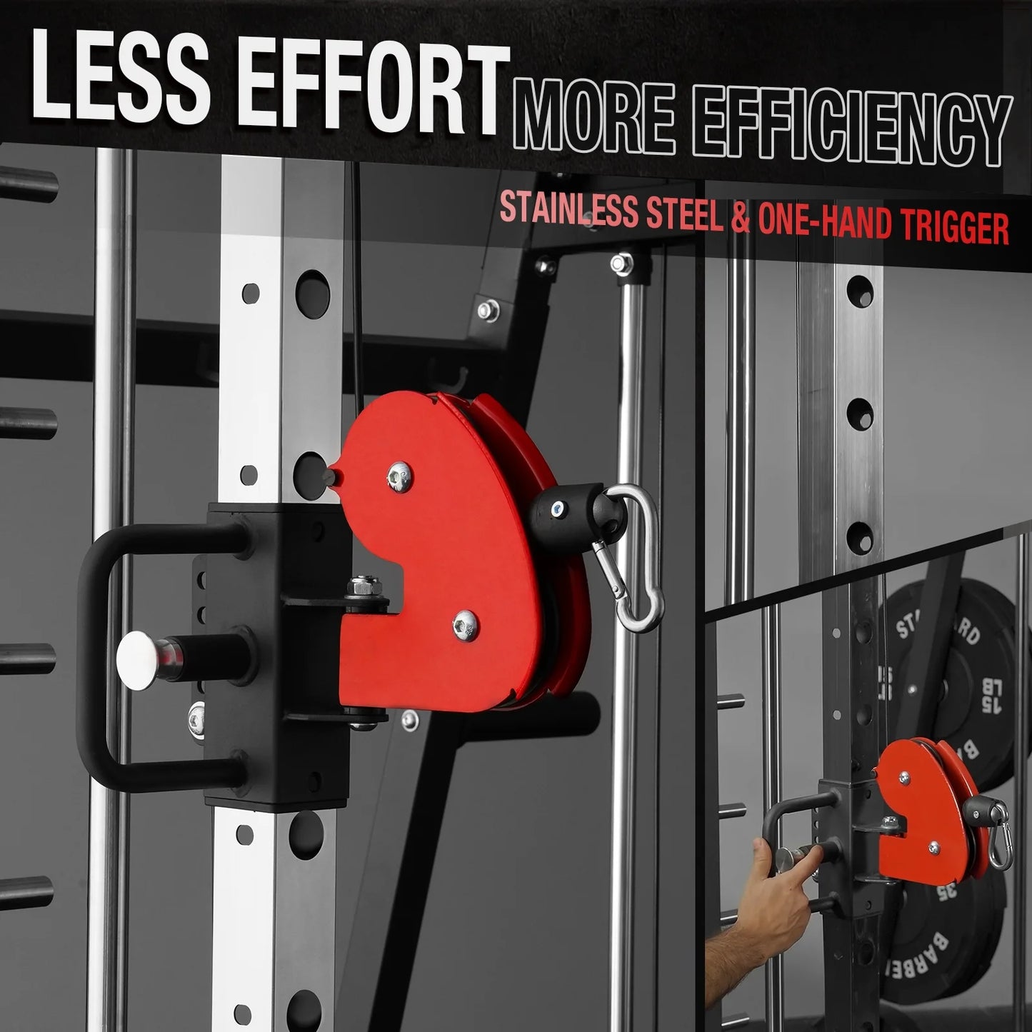 Smith Machine Home Gym with Power Rack, Cable Crossover & 230 lb Weight Set