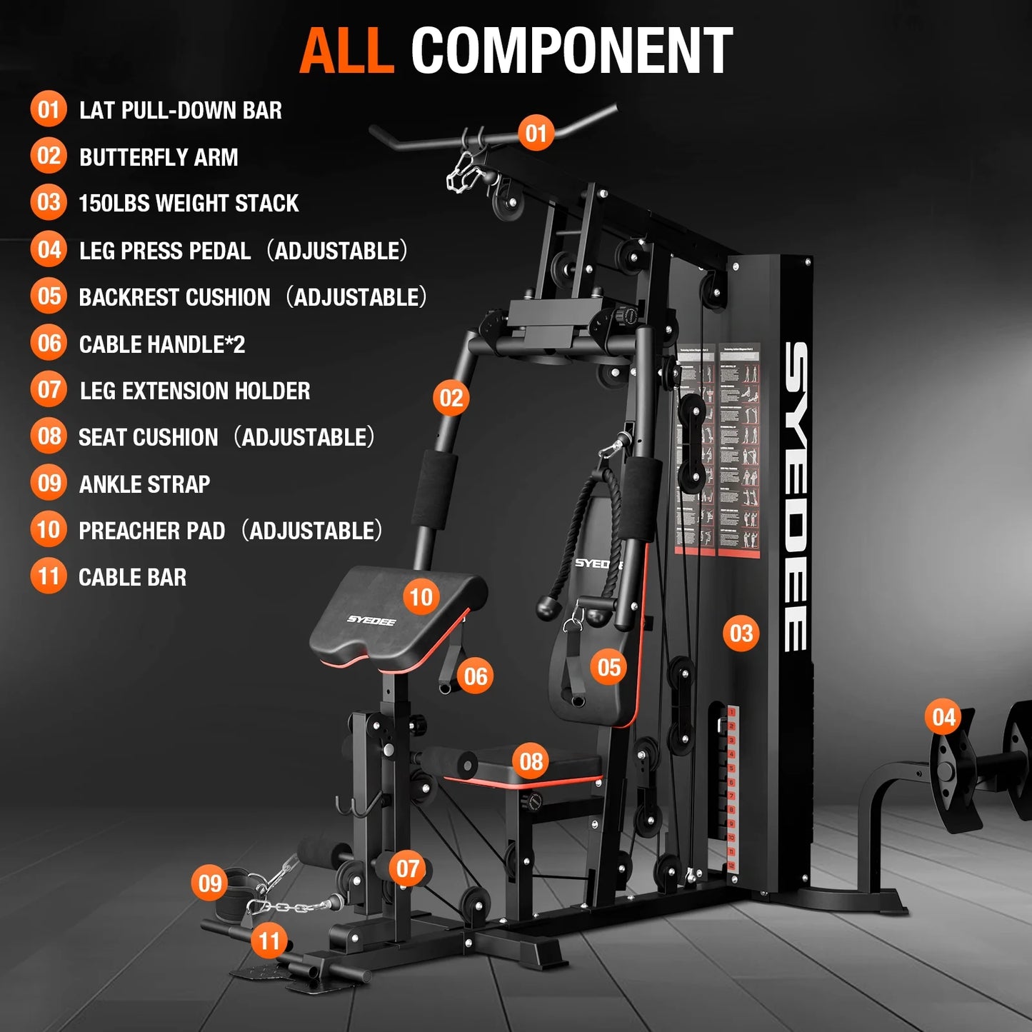 Home Gym Station with 150 lb Weight Stack – All-in-One Full Body Strength Training System