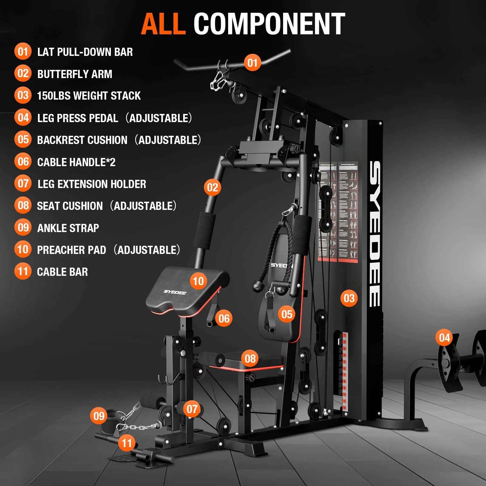 Home Gym Station with 150 lb Weight Stack – All-in-One Full Body Strength Training System