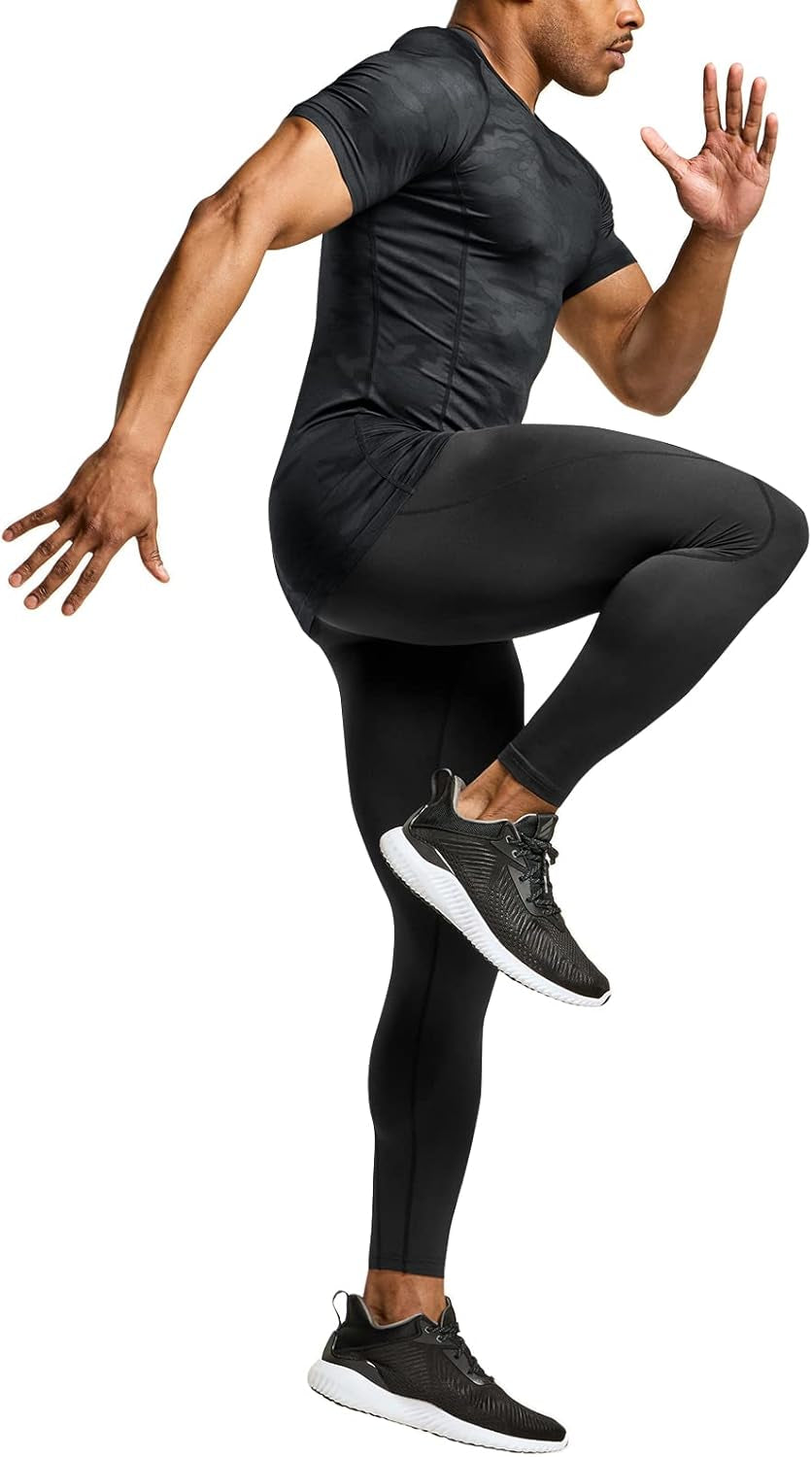 Men'S Cool Dry Short Sleeve Compression Shirts, Sports Baselayer T-Shirts Tops, Athletic Workout Shirt