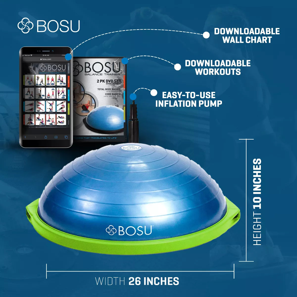 BOSU Balance Trainer – 26” Core Strength & Stability Trainer