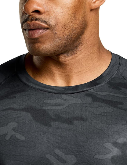 Men'S Cool Dry Short Sleeve Compression Shirts, Sports Baselayer T-Shirts Tops, Athletic Workout Shirt