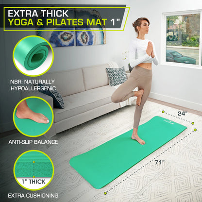 Extra Thick Yoga & Pilates Mat – Cushioned Workout Floor Mat