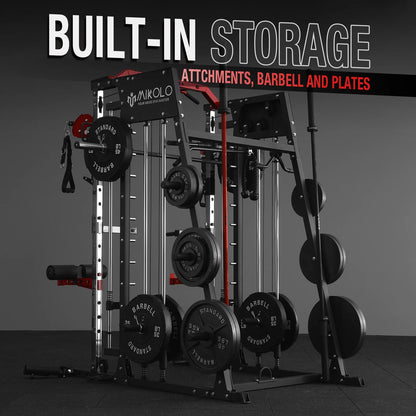 Smith Machine Home Gym with Power Rack, Cable Crossover & 230 lb Weight Set