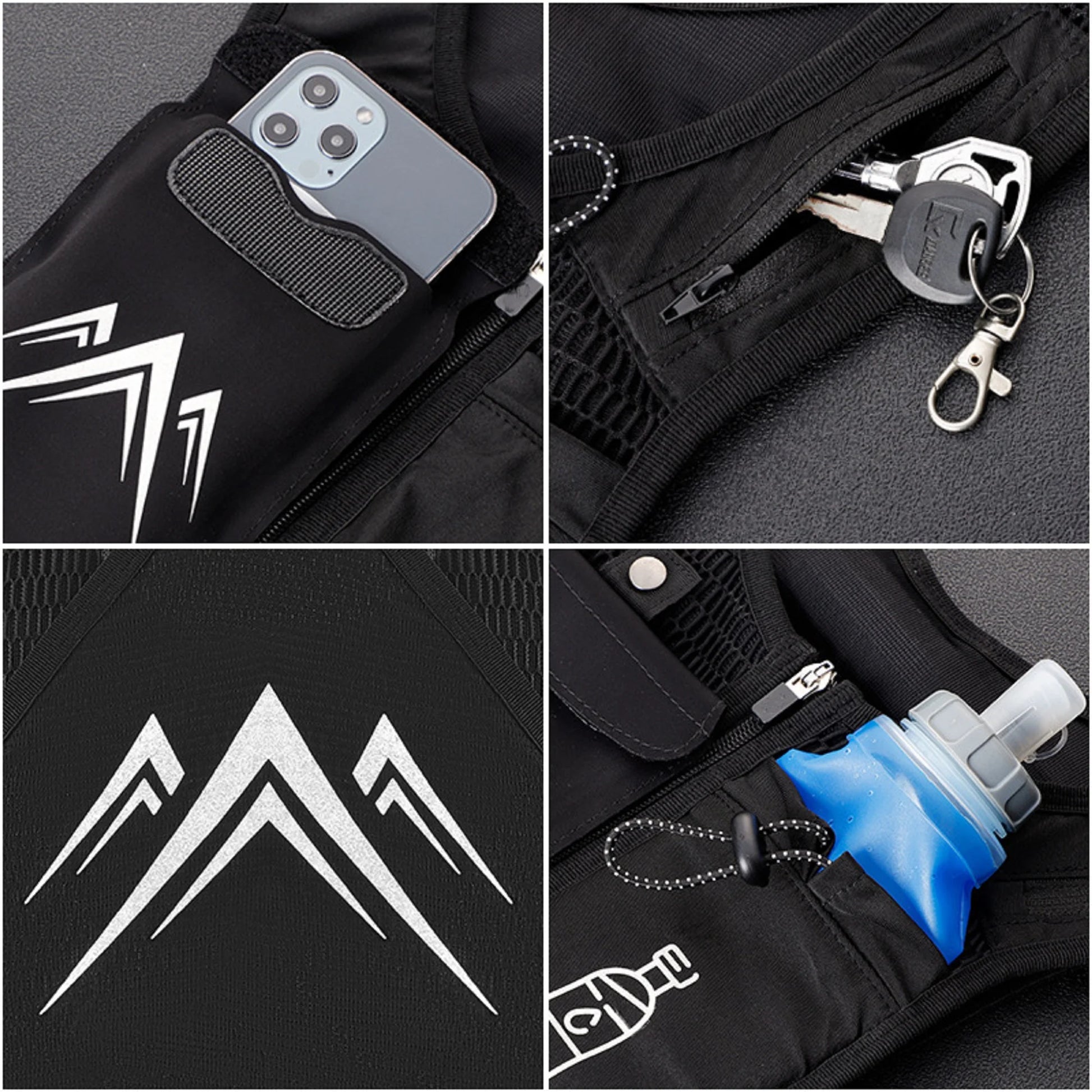 Reflective Running Hydration Vest with Soft Water Bottle – Lightweight Adjustable Running Pack