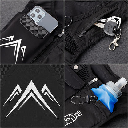 Reflective Running Hydration Vest with Soft Water Bottle – Lightweight Adjustable Running Pack