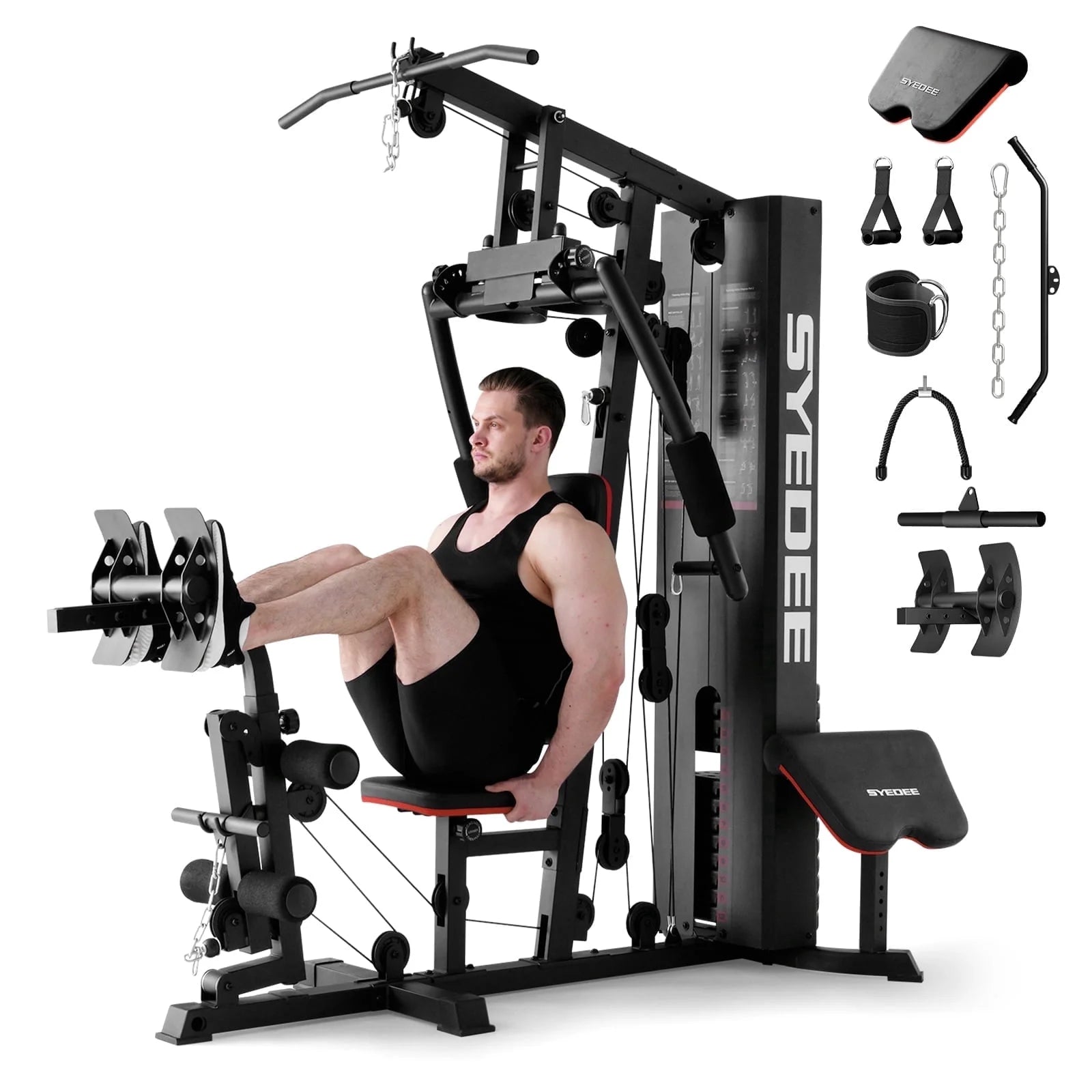 Home Gym Station with 150 lb Weight Stack – All-in-One Full Body Strength Training System