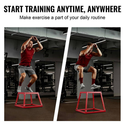 Plyometric Jump Box, 18 In. Plyo Box, Steel Plyometric Platform and Jumping Agility Box, Anti-Slip Fitness Exercise Box