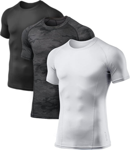 Men'S Cool Dry Short Sleeve Compression Shirts, Sports Baselayer T-Shirts Tops, Athletic Workout Shirt