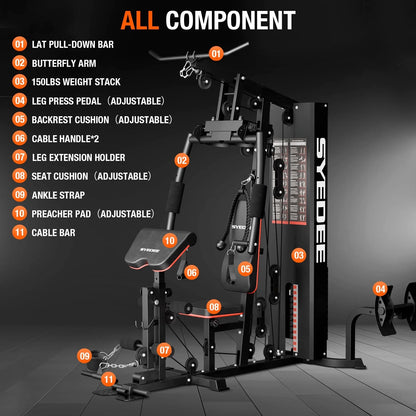 All-in-One Home Gym System – Folding Chest Press & Full Body Strength Training Machine