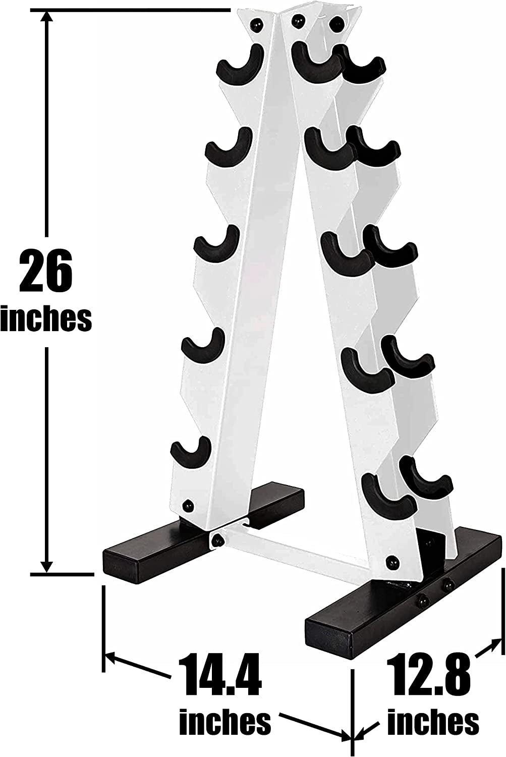 Rubber Hex Dumbbell Set with Rack – 5–25 lb Home Gym Weights