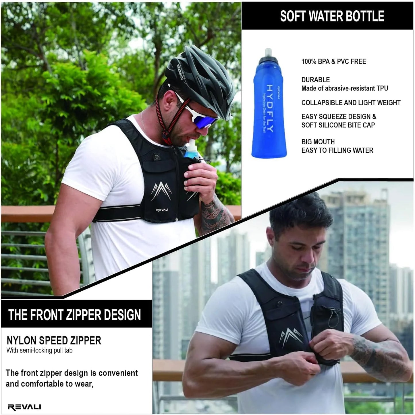 Reflective Running Hydration Vest with Soft Water Bottle – Lightweight Adjustable Running Pack