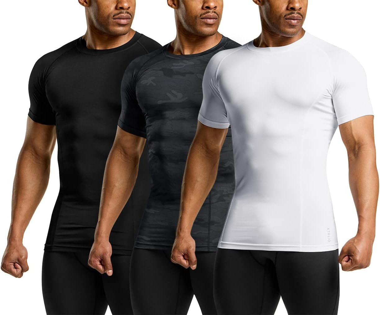 Men'S Cool Dry Short Sleeve Compression Shirts, Sports Baselayer T-Shirts Tops, Athletic Workout Shirt