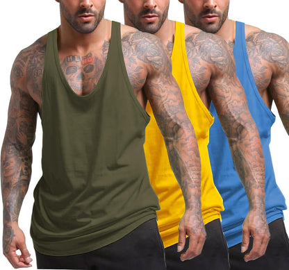 Men’s 3-Pack Gym Tank Tops – Y-Back Sleeveless Workout Shirts
