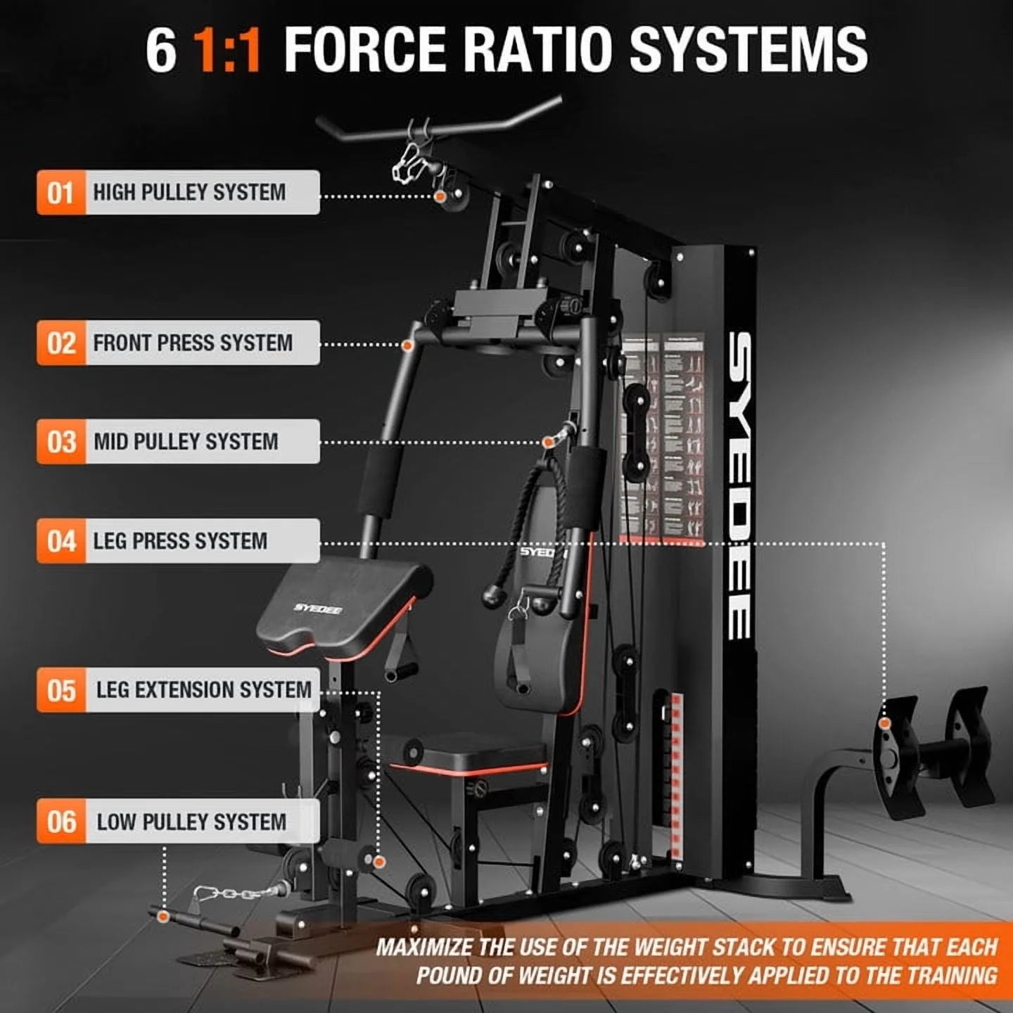 Home Gym Station with 150 lb Weight Stack – All-in-One Full Body Strength Training System