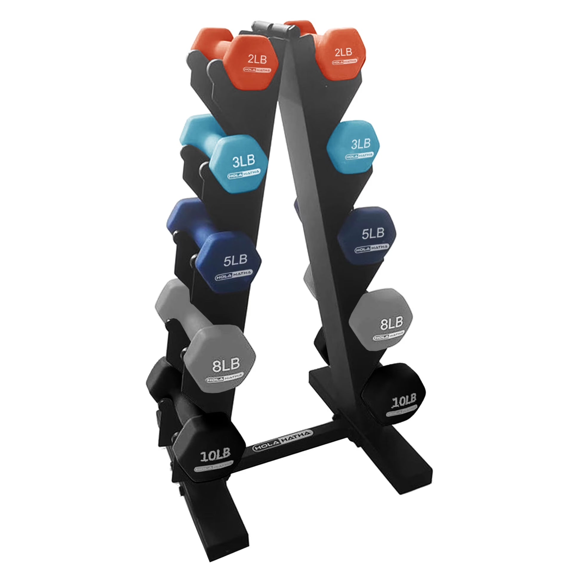 Home Workout Dumbbell Set with Rack – 2–10 lb Neoprene Weights