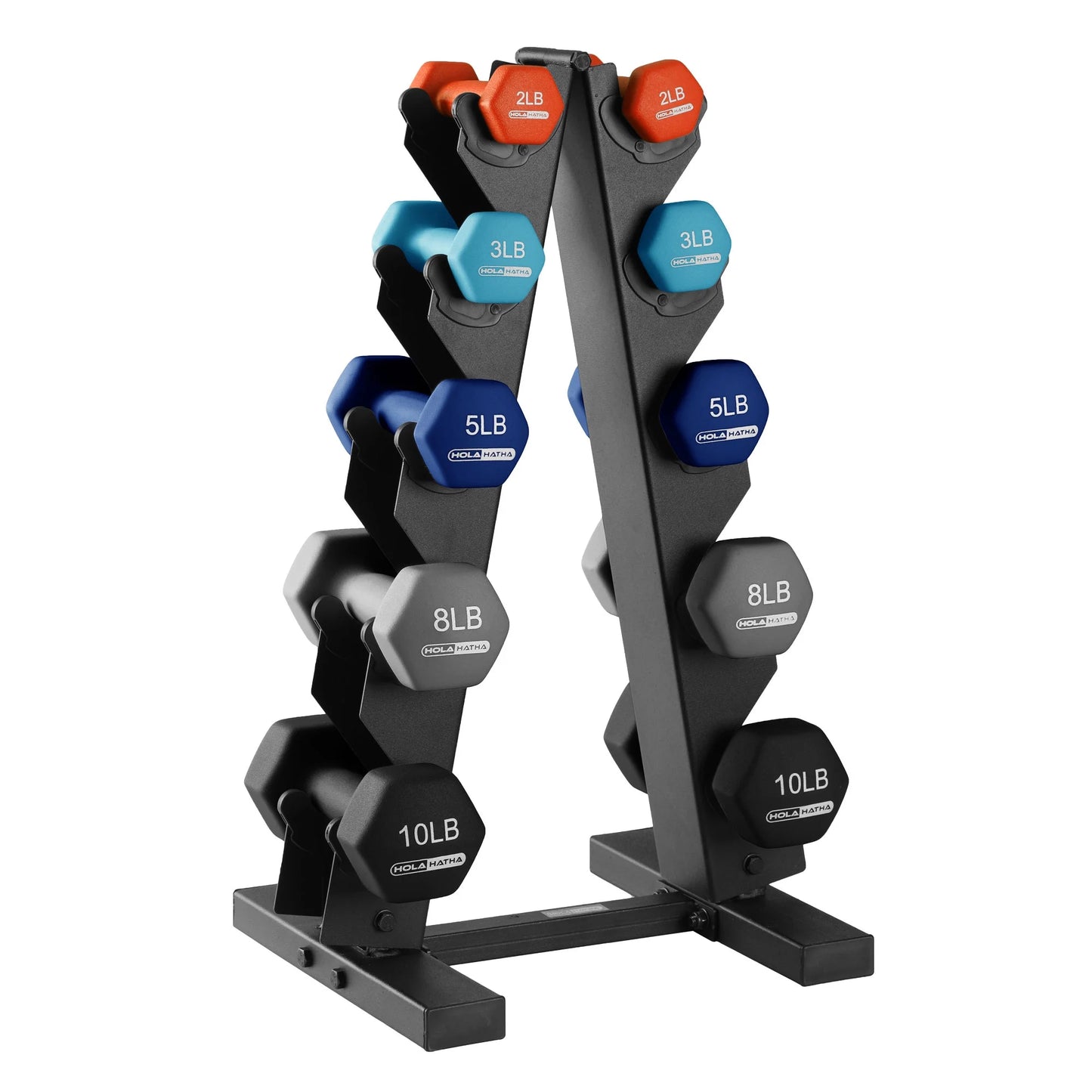 Home Workout Dumbbell Set with Rack – 2–10 lb Neoprene Weights