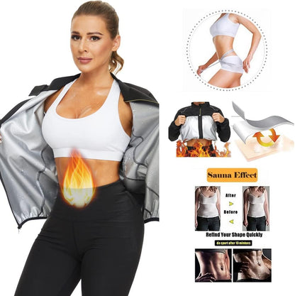 Women’s Sauna Suit Jacket – Zip-Up Fitness Sweat Shaper Top