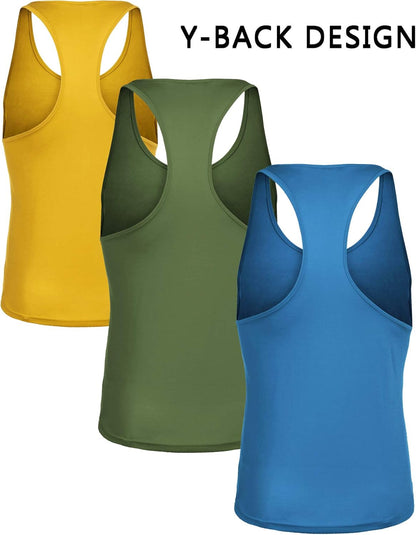 Men’s 3-Pack Gym Tank Tops – Y-Back Sleeveless Workout Shirts