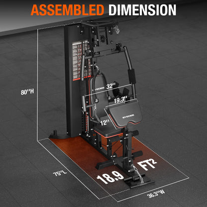Home Gym Station with 150 lb Weight Stack – All-in-One Full Body Strength Training System
