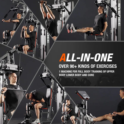 Home Gym Station with 150 lb Weight Stack – All-in-One Full Body Strength Training System